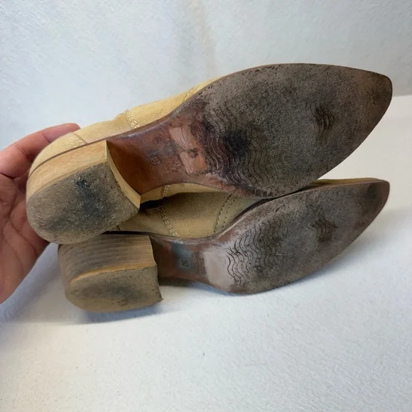 Coastal Cowgirl Suede Western Style Boots Sundance Catalog Side Zip Pointy Toe - Picture 7 of 9